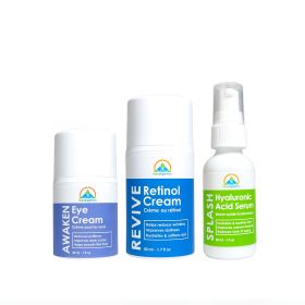 The Splash Set - Dry Skin Hydrating Skin Care Set | Natural Eye Cream;  Retinol Cream;  and Hyaluronic Acid Serum Skincare Gift Set